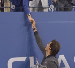 Rafael Nadal saluda a Su Majestad la Reina tras su triunfo en el US Open